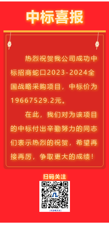 喜报！江苏问鼎国际集团成功中标招商蛇口全国战略采购项目！